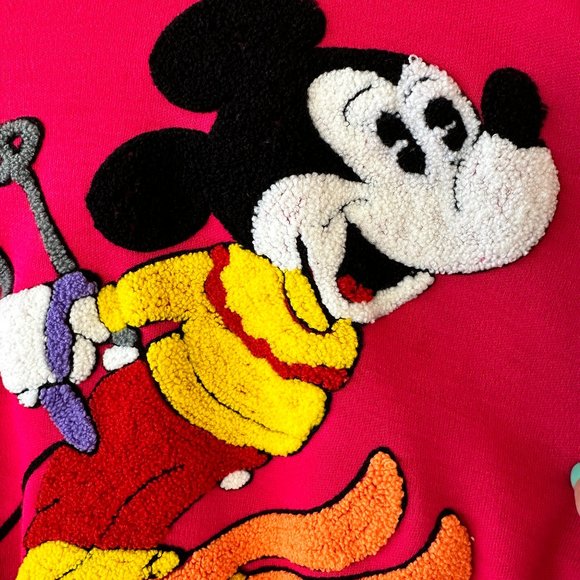 Vintage Disney Sunday Comics Sweatshirt with Chenille Skiing Mickey Size S - Picture 2 of 4